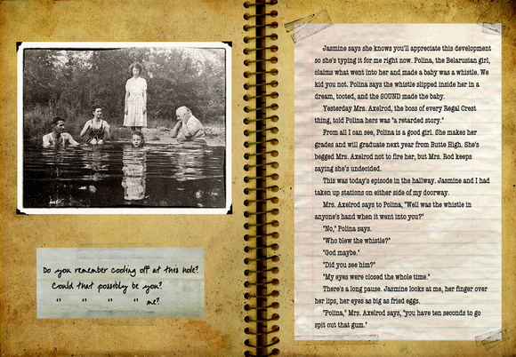 ALTERED BOOK PAGE: swimming hole, polina